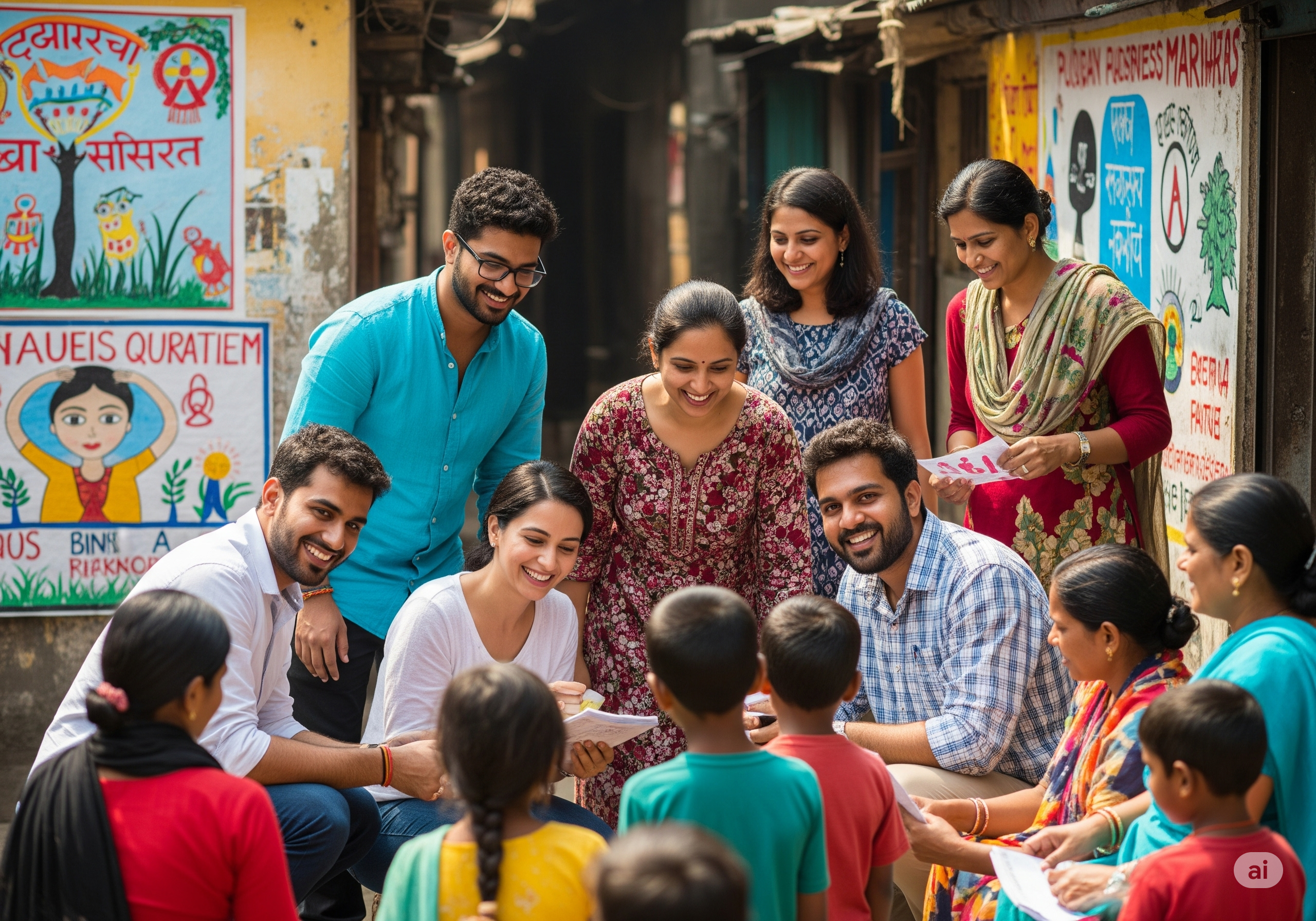 NGO team in community
